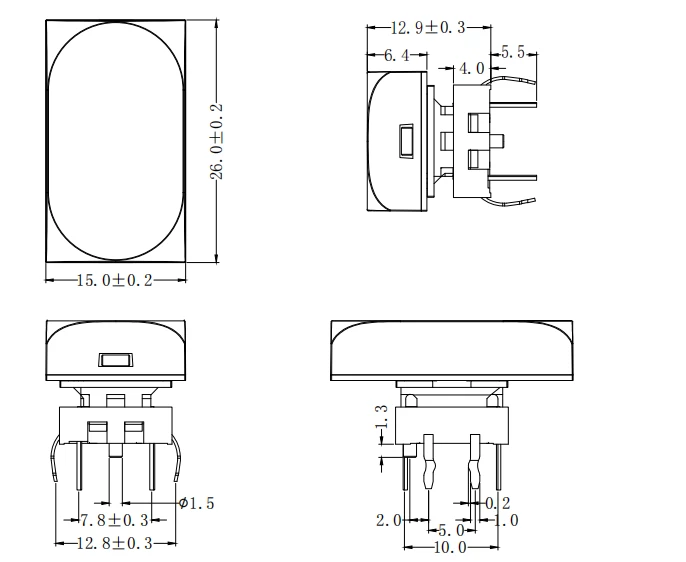 Rectangle illuminated push-button switch TS15-10W63WTR