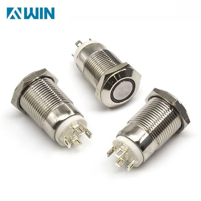4 Pin 12MM Ring Metal Push Button Switch